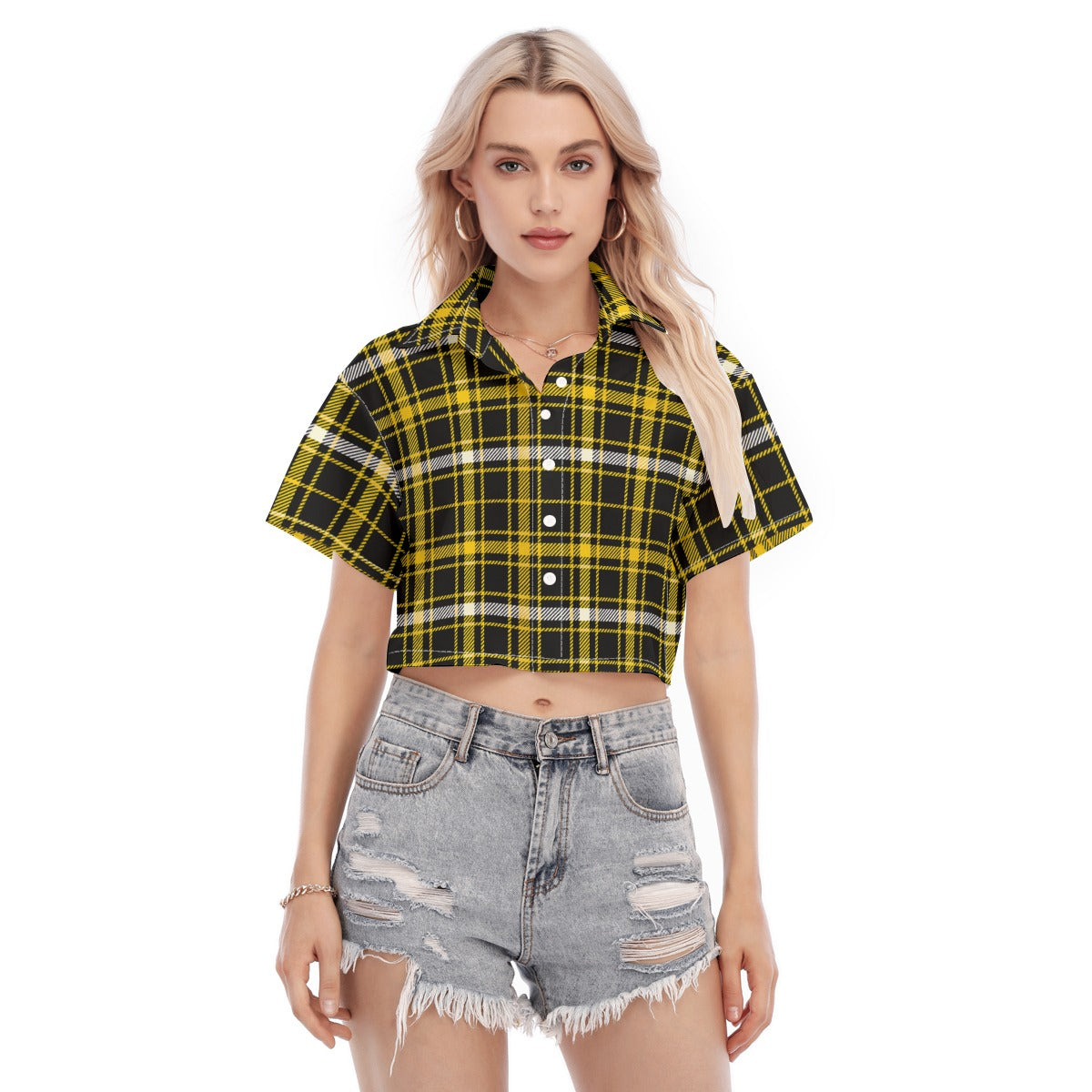 Missouri Tartan Plaid Tigers  Women's Cropped Shirt