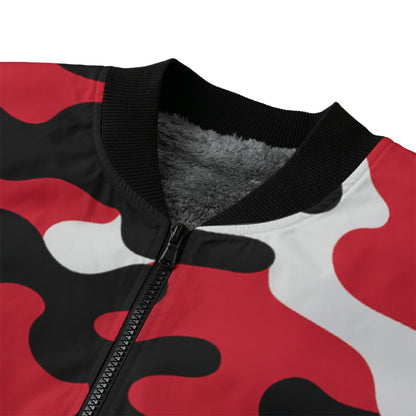 Atlanta Falcons Camo Fleece Bomber Jacket – Black, Red and White NFL Streetwear