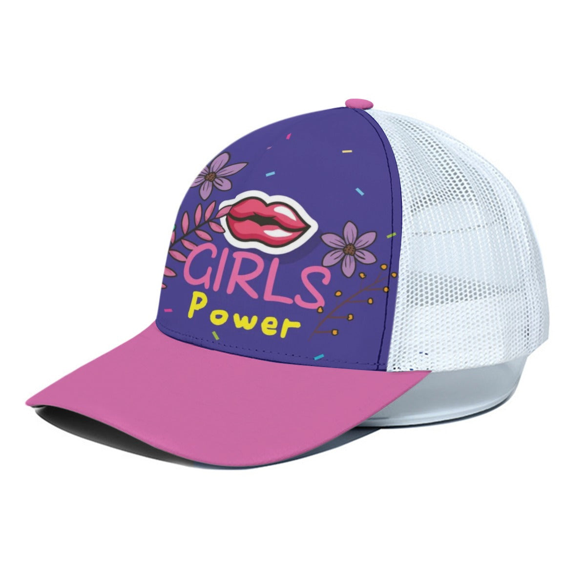 Girls Power Trucker Hat – Feminine Floral Motivational Cap