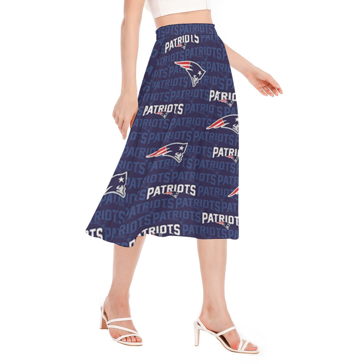 New England Football Game Day All-Over Print Women's Long Section Chiffon Skirt