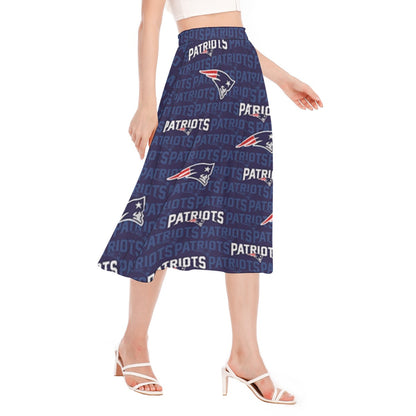 New England Football Game Day All-Over Print Women's Long Section Chiffon Skirt