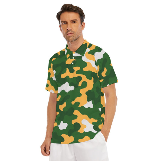 Green Bay Football Game Day All-Over Print Men's Short Sleeve Polo Shirt With Button Closure