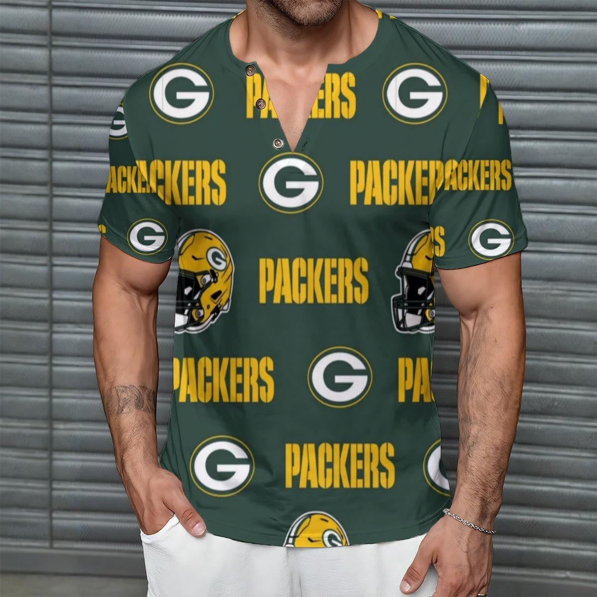 Green Bay Football Game Day All-Over Print Men's Short Sleeve T-Shirt With Sports Collar