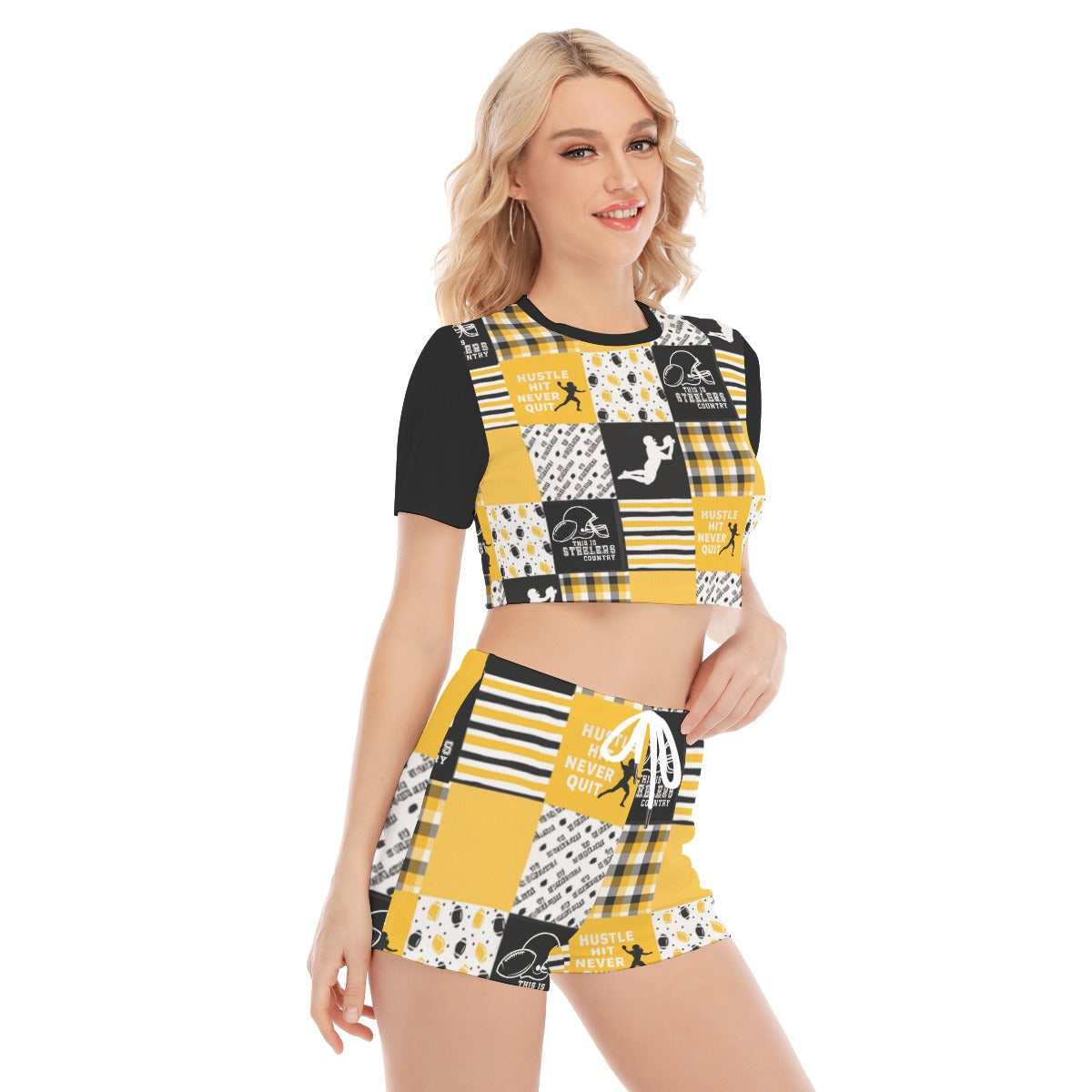 All-Over Print Women's O-neck T-shirt Shorts Suit