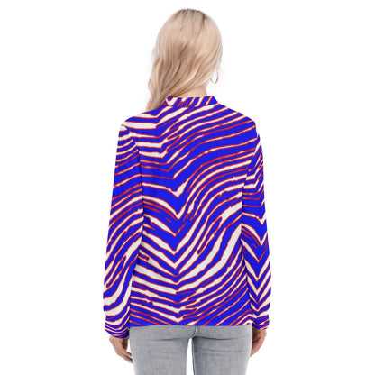 Buffalo Bills Zubaz Women's Long Sleeve Blouse With Button Closure
