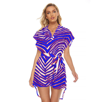 Buffalo Bills Zubaz Women's Stand-up Collar Casual Dress With Belt