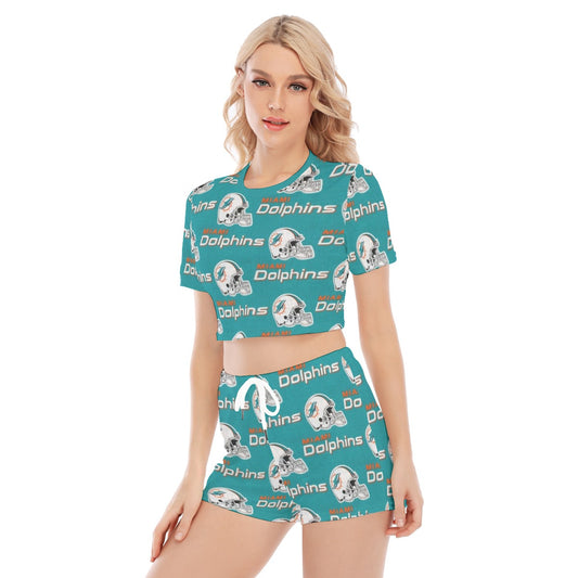 Miami Football Game Day All-Over Print Women's O-neck T-shirt Shorts Suit