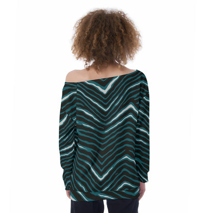 Philadelphia Football Game Day All-Over Print Oversized Women's Off-Shoulder Sweatshirt