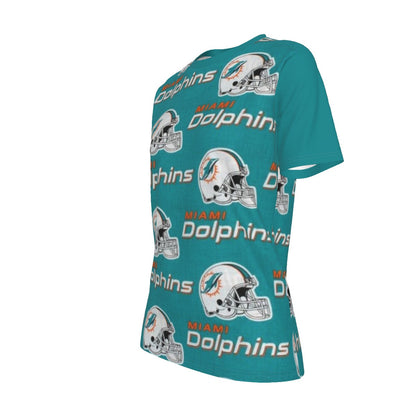 Miami Football Game Day All-Over Print Women's O-Neck T-Shirt|180 GSM Jersey