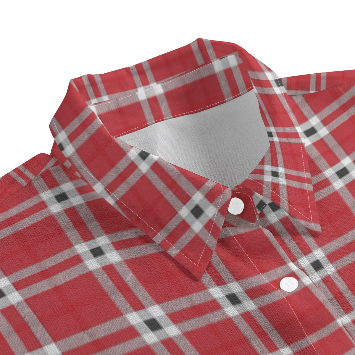 Houston Tartan Plaid Cougars  Women's Chiffon Shirt With Elbow Sleeve