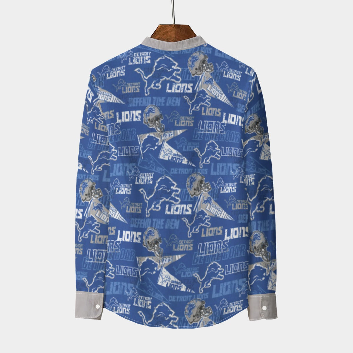 Urban Legend Detroit Lions Stand Collar Shirt With Long Sleeve | 110GSM Imitation Flax