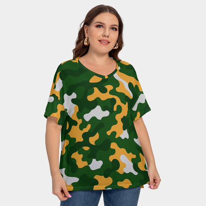 Green Bay Football Game Day All-Over Print Women's Drop-shoulder Short Sleeve T-shirt With Sleeve Loops(Plus Size)