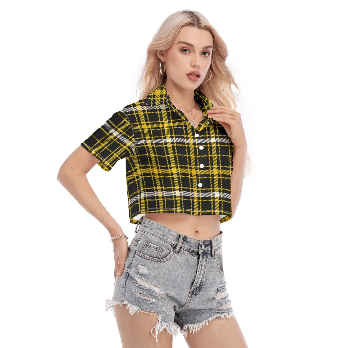 Missouri Tartan Plaid Tigers  Women's Cropped Shirt