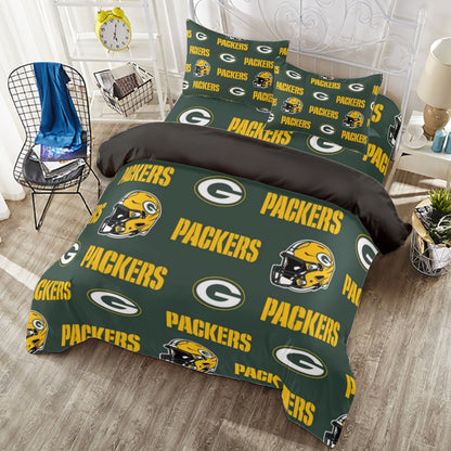 Green Bay Football Game Day Four-piece Duvet Cover Set