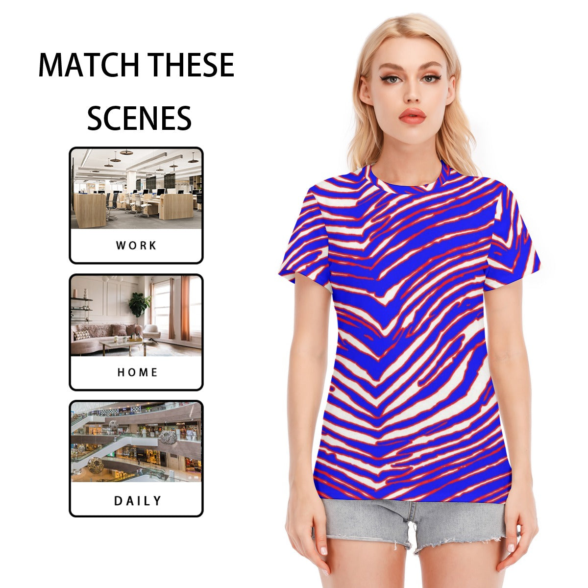 Buffalo Bills Zubaz Women's Round Neck T-Shirt | 190GSM Cotton