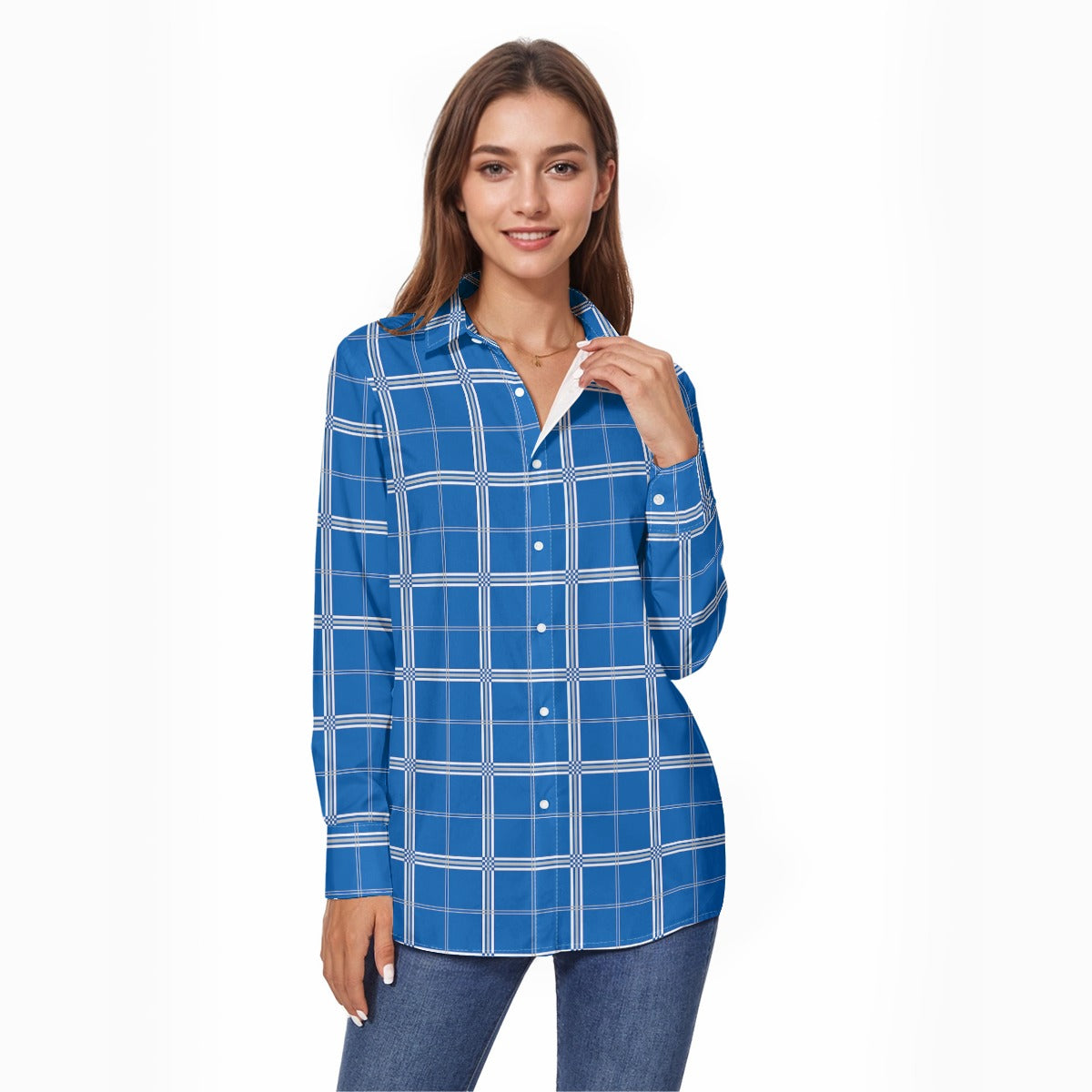 Kentucky Tartan Plaid Wildcats Women's Comfort Shirt With Button|125GSM Cotton