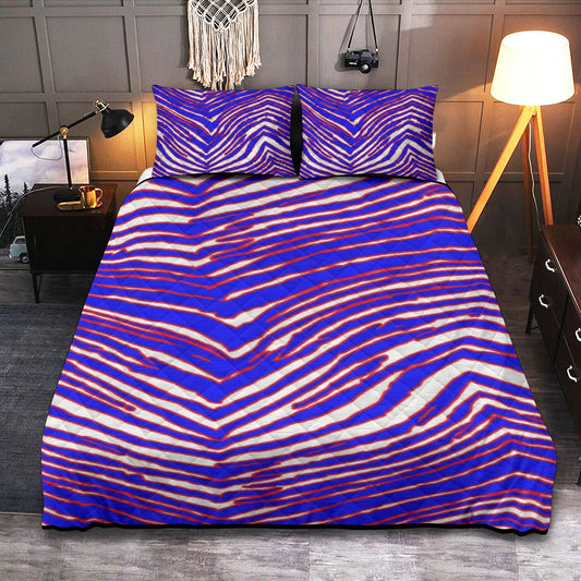 Buffalo Bills Zubaz Quilt & Pillow Cases With  Edge-wrapping Strips