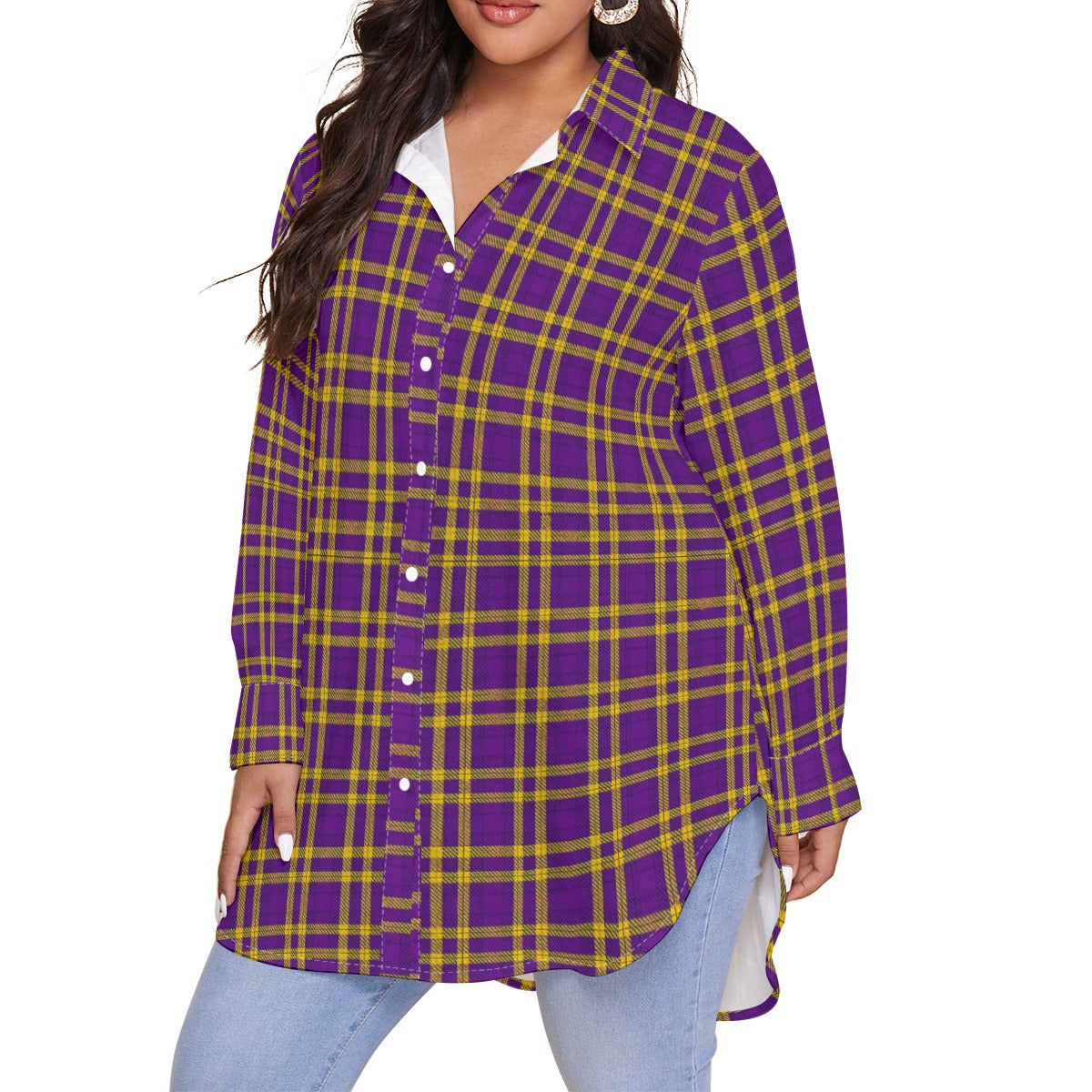 Louisiana Tartan Laid Tigers Lsu Women's Shirt With Long Sleeve(Plus Size)