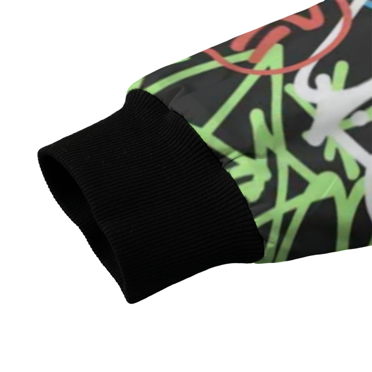 Wildstyle Graffiti Seamless Pattern Tags Fashion Fleece Bomber Jacket