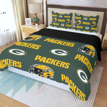 Green Bay Football Game Day Three Piece Duvet Bedding Set