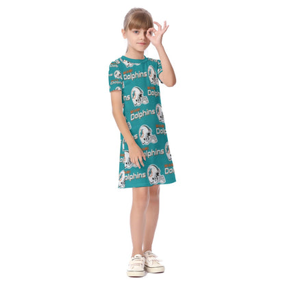 Miami Football Game Day All-Over Print Kid's Short Sleeve Dress