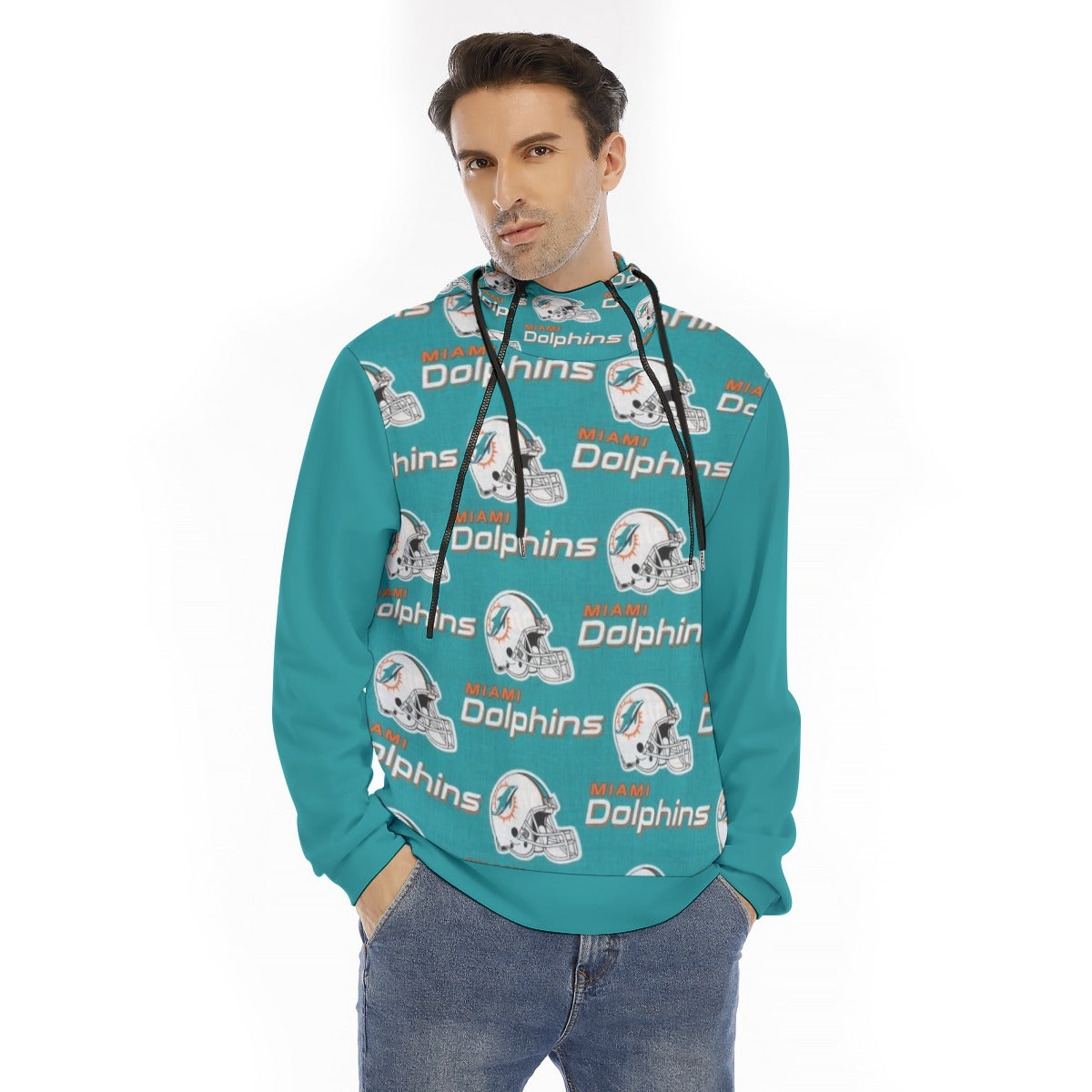 Miami Football Game Day All-Over Print Men's Hoodie With Placket Double Zipper