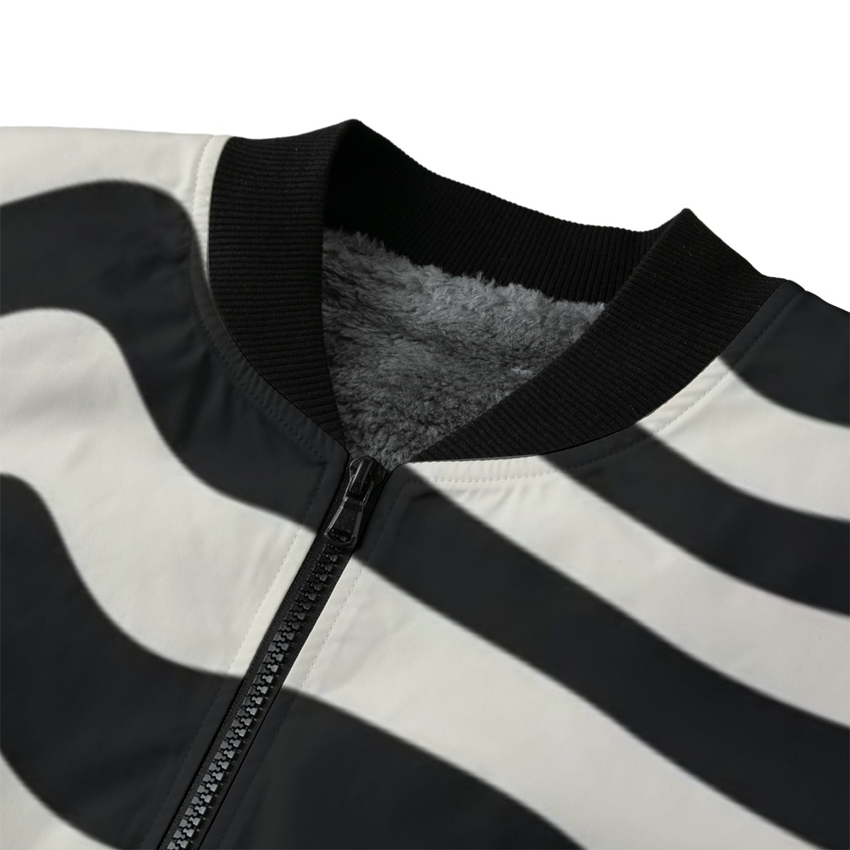 Urban Legend 90s Street Icons Zebra Stripes Pattern Fleece Bomber Jacket