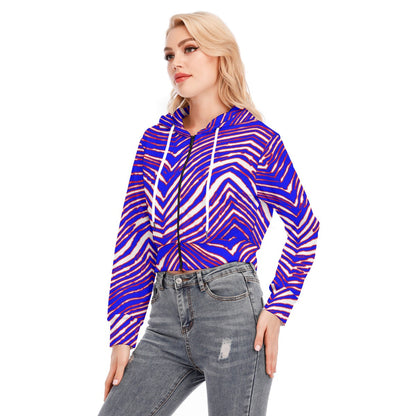 Buffalo Bills Zubaz Women's Crop Top Hoodie With Zipper Closure