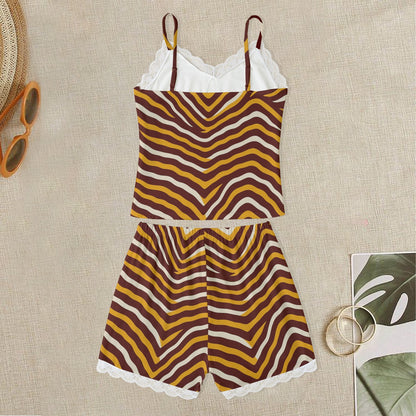 Washington Commanders Women's Cami Home Suit With Lace Edge