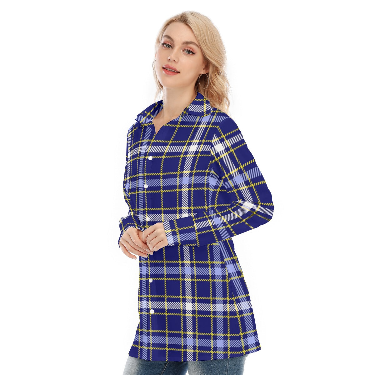 Michigan Tartan Plaid Wolverines Women's Long Shirt