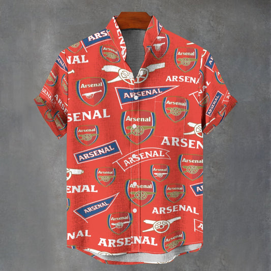 Arsenal FC Football Club Stand Collar Shirt|110GSM Imitation Flax