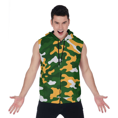 Green Bay Football Game Day All-Over Print Men's Zipper-Up Sleeveless Hoodie