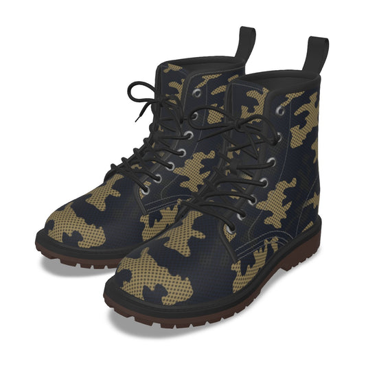 Urban Legend Georgia Yellow and Black Camo Martin Short Boots – Yellow Jackets-Inspired Streetwear f