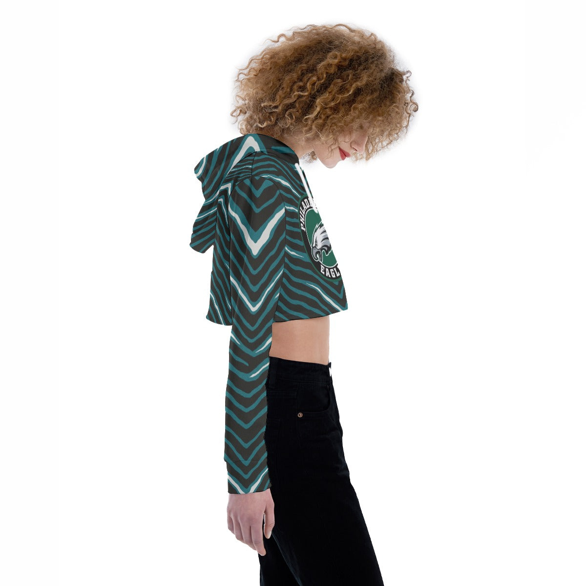 Philadelphia Football Game Day All-Over Print Women's Crop Top Hoodie