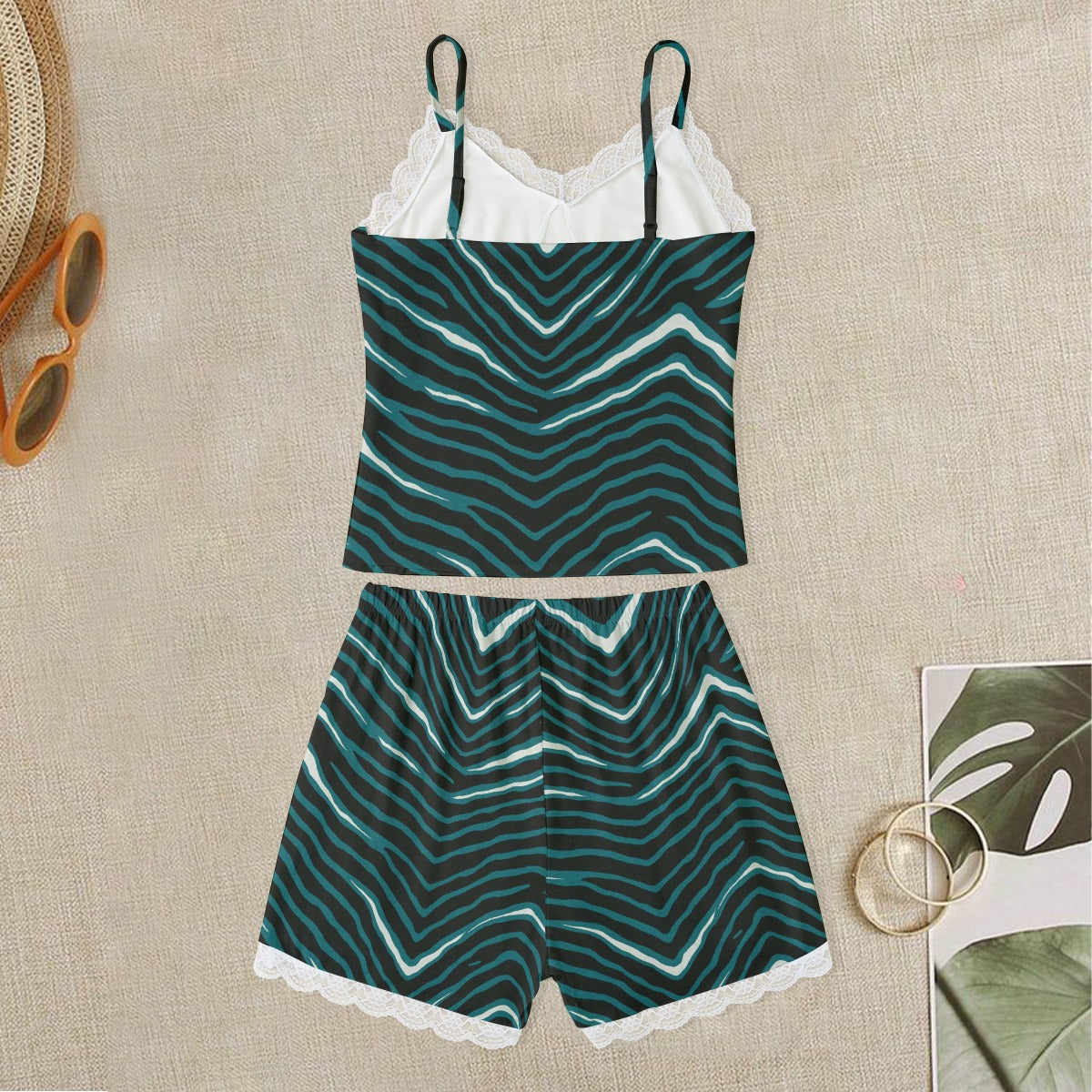 Philadelphia Football Game Day All-Over Print Women's Cami Home Suit With Lace Edge