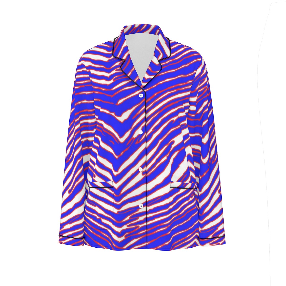 Buffalo Bills Zubaz Women's Long Sleeve Pajama Set With Black Contrast Piping