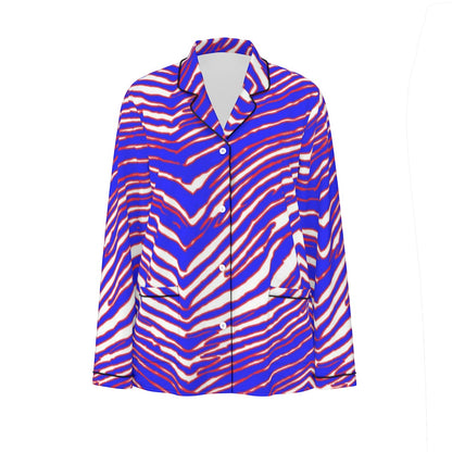 Buffalo Bills Zubaz Women's Long Sleeve Pajama Set With Black Contrast Piping