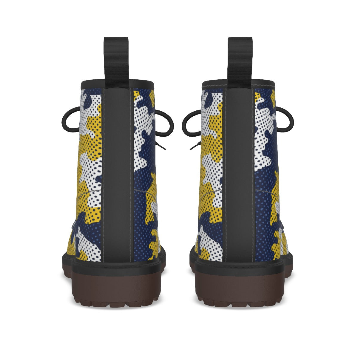 Urban Legend Michigan Maize and Blue Camo Martin Short Boots – Wolverines-Inspired Streetwear for Ga