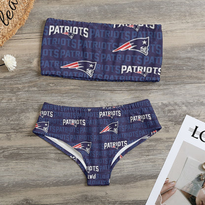 New England Football Game Day All-Over Print Women's Strapless Bikini Swimsuit