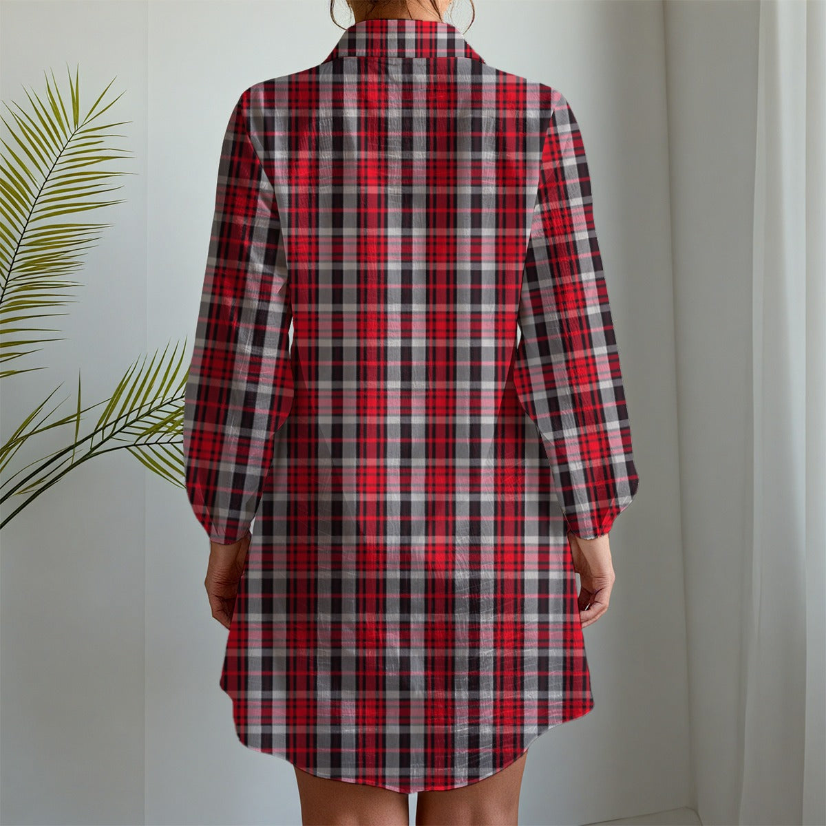 New Mexico Tartan Plaid Lobos Women's Long Sleeve Shirt Dress