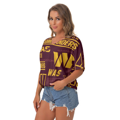 Washington Commanders Women's Bat Sleeves V-Neck Blouse
