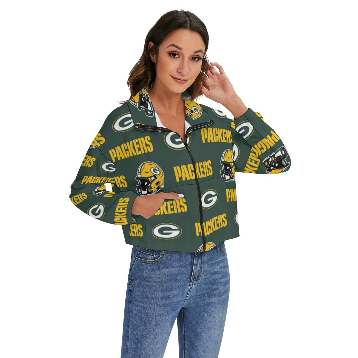 Green Bay Football Game Day All-Over Print Women's Zip Jacket