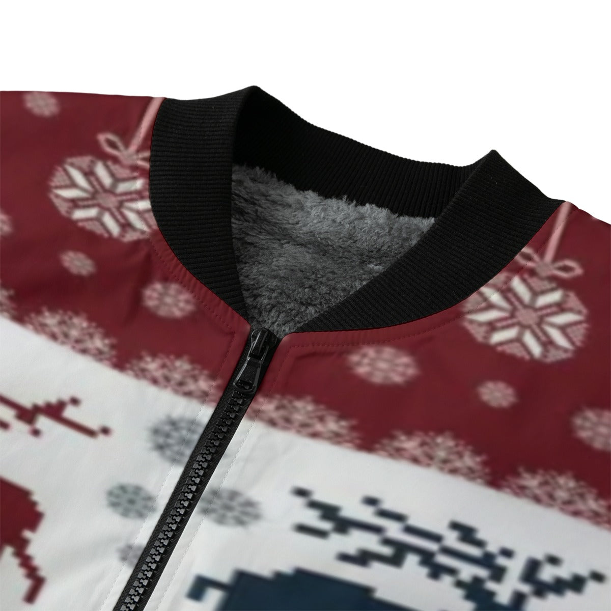 Urban Legend Snow Inspired Pattern Christmas New Year Red Blue Fleece Bomber Jacket