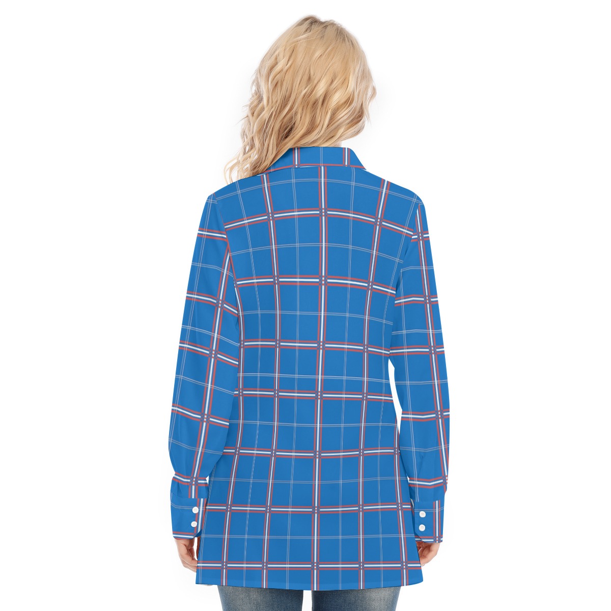 Kansas Tartan Plaid Jayhawks Women's Long Shirt