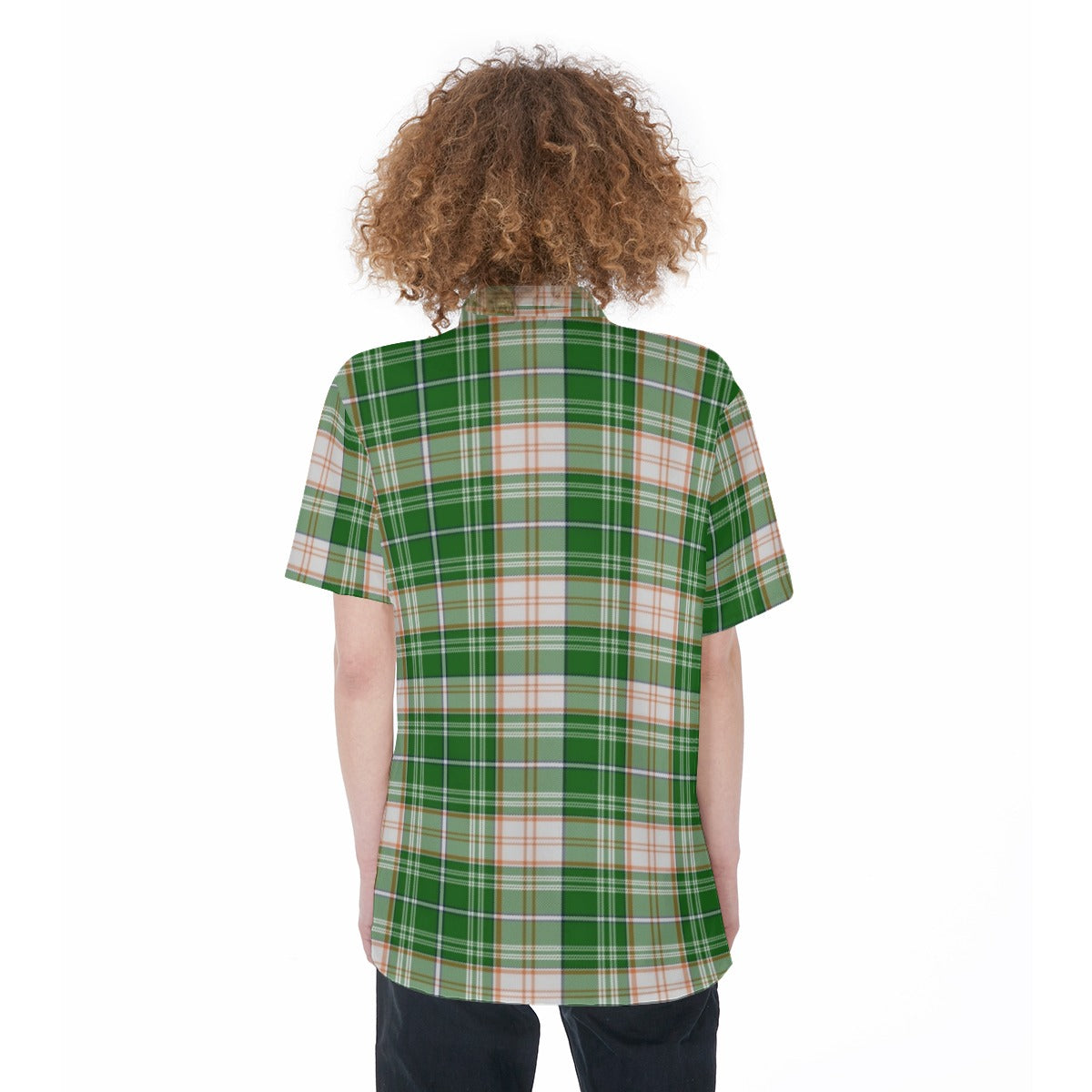 Miami Tartan Plaid Hurricanes  Women's Short Sleeve Shirt With Pocket