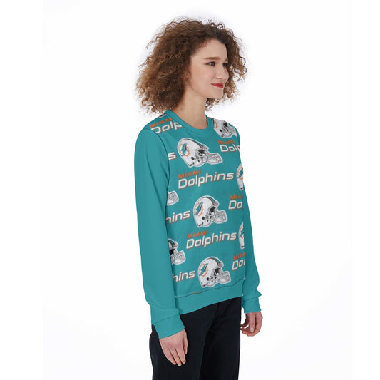 Miami Football Game Day All-Over Print Women's Loose Sweatshirt