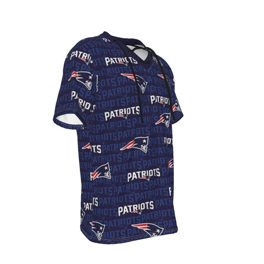 New England Football Game Day All-Over Print Men's Short Sleeve T-shirt with Neckline Tie