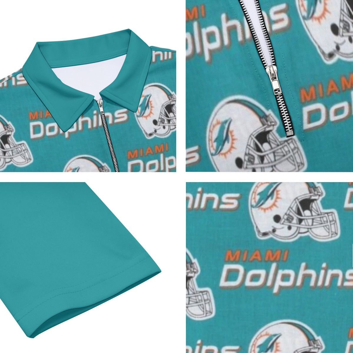 Miami Football Game Day All-Over Print Men's Lapel T-shirt With Neckline Zipper Closure