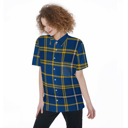 California Los Angeles UCLA Bruins Tartan Plaid Women's Short Sleeve Shirt With Pocket