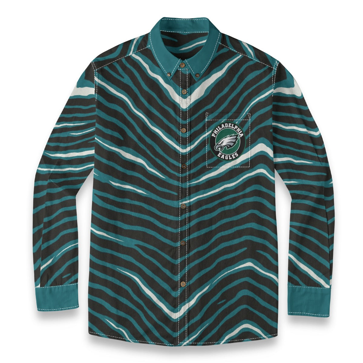 Philadelphia Football Game Day All-Over Print Men's Casual Lapel Long Sleeve Shirt|125GSM Cotton